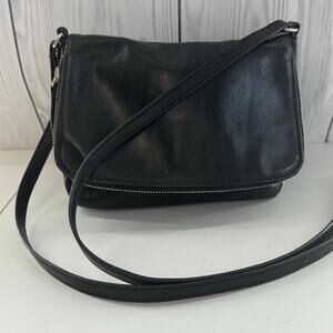Anthropologie Margot Black Leather Crossbody Bag